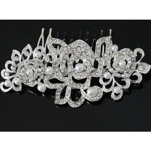 Wedding bridal faux pearl flower crystal hairpin clip bridesmaid hairband headband comb tiara headwear hairdress accessory B1265