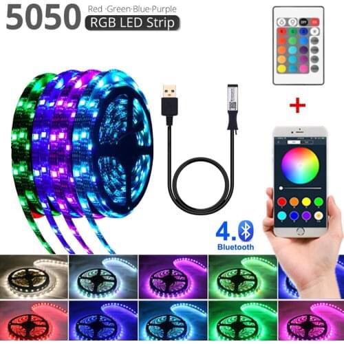 Bluetooth USB luces led strip light rgb pc tv backlight lights 5v waterproof lamp smd 5050 30LEDs/m flexible neon With 24 keys