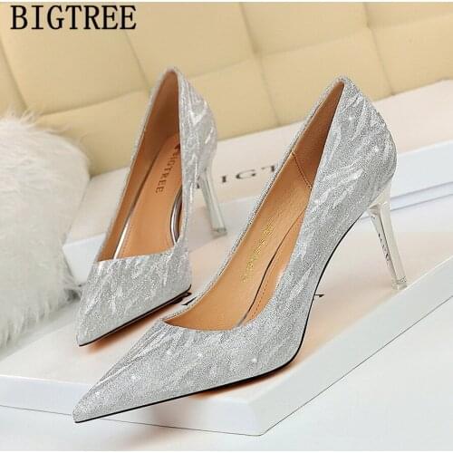 Bigtree Wedding Shoes For Women Bride 2021 Fashion Women Pumps Designer Shoes Black High Heels Ladies Shoes Chaussures Femme