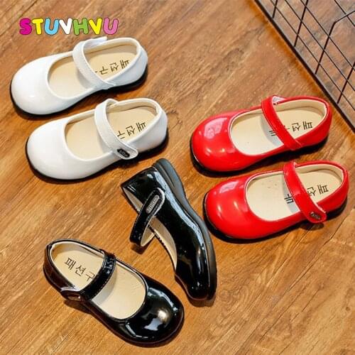 Patent Leather Children Shoes Spring and Autumn New Student Shoe Black White Red Girls Shoes Princess Lightweight Kids Flats