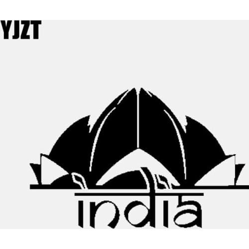 YJZT 14.4CM*9.3CM Cartoon Vinyl Car Sticker Decals India Building Black/Silver C3-1883