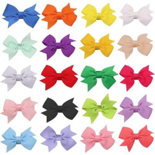 CN Colorful Kids Girls Solid Ribbon Hair Bow Clips With Hairpins For Girls Hair Clips Hairpins Barrettes Kids Hair Accessories