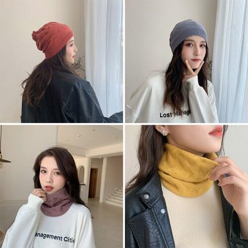 Women Multifunction Knitted Hat Autumn and Winter Wool Knitting Small Scarf Neck Protector Warm Neck Guard Accessories