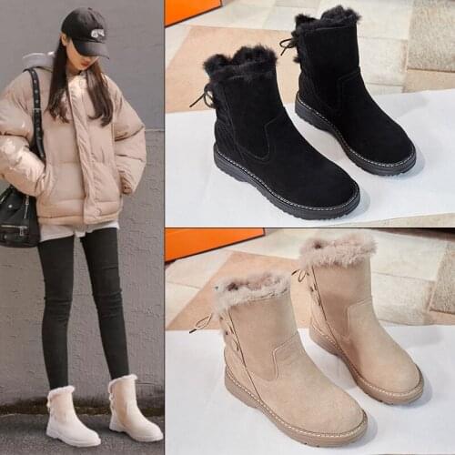 Koovan Womens Boots Shoes In Winter 2021 Trend New Fashion And Velvet Fur Cotton Shoes Autumn Winter Short Boots