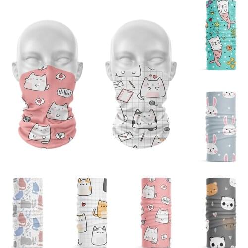 3D Printed Pink Series Women Headscarf Cute Animal Kawaii Elastic Bandana Hair Accessories Tubular Face Scarf Neck Gaiter Buffe