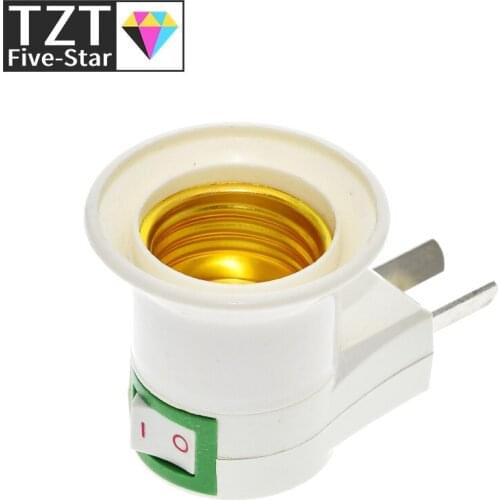 1PCS Hot Sell Practical White E27 LED Light Socket To US Plug Holder Adapter Converter ON/OFF For Bulb Lamp