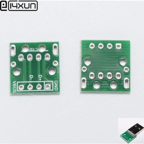 10pcs PCB board for DIY SB 2.0 Male Plug to DIP 4Pin Adapter Connector 2.54mm Welded PCB Converter Pinboard