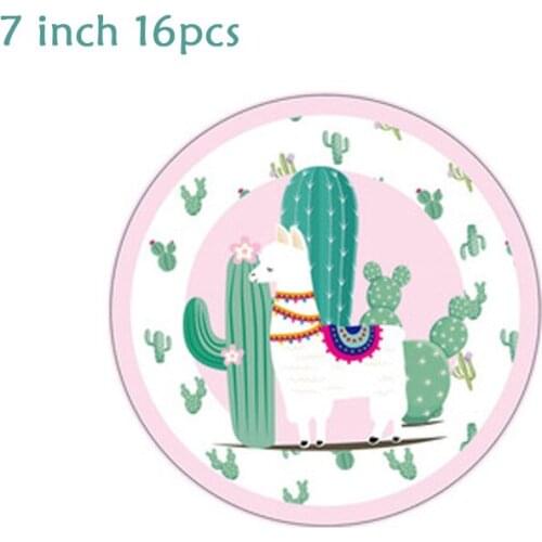 16PCS Disposable Tableware Alpaca Theme Paper Tray Birthday Party Supplies Birthday Party Wedding Decorations Plates