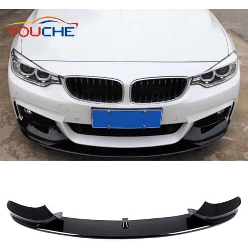 3pcs/set ABS gloss black front lip spoiler for BMW 4 series F32 F33 F36 M sport bumper 2014-2018
