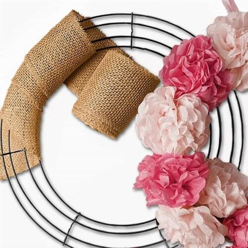 40cm Metal Flower Wreath Iron Ring Handmade Baby Shower Wedding Bride Garland Dreamcatcher Hoop Decor