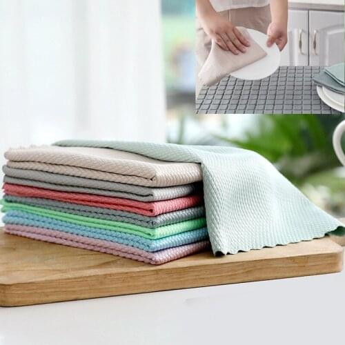 5pcs Microfiber Anti-grease Wiping Rags Efficient Super Absorbent Cleaning Cloth Home Washing Dish Kitchen Cleaning Towe