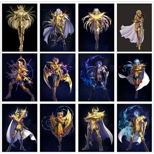 5D DIY Diamond Painting Anime Saint Seiya Cloth Myth Full Drill Cross Stitch Kits Rhinestone Mosaic Embroidery Home Decor