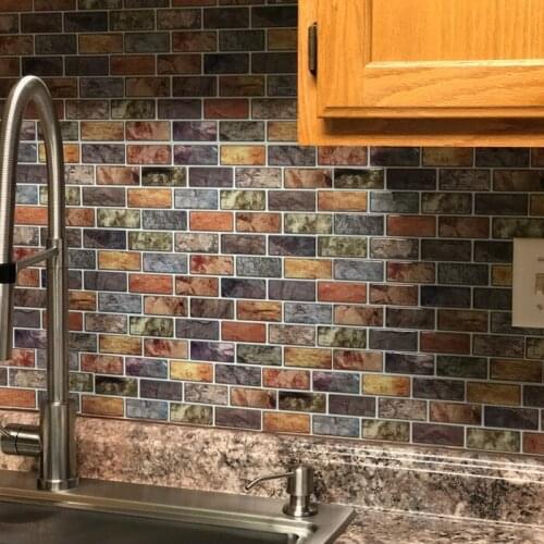 3D Wall Sticker for Peel and Stick Wall Tiles Kitchen Backsplash Tile 12in x 12in Resin Sticker Wall Paper 6 Tiles/ pack
