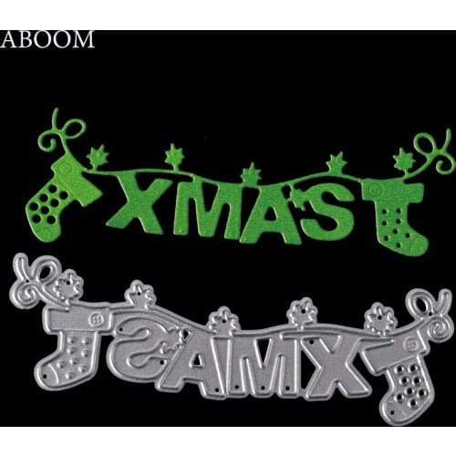 ABOOM 1PC XMAST Letter Socks Metal Carbon Steel Custom Die Cut Dies Scrapbooking Festival Decoration Cutting Dies For DIY