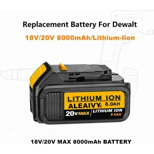 Aleaivy 20v 8000mAh MAX XR Battery Power Tool Replacement for DeWalt DCB184 DCB181 DCB182 DCB200 DCB18018Volt 20V li ion Battery
