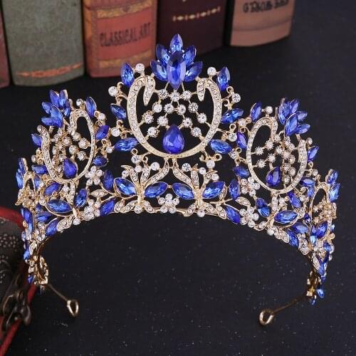 Baroque Luxury Crowns Queen Bridal Tiaras Leaf Bride Crystal Princess Crown Headbands Wedding Hair Accessories Head Jewelry
