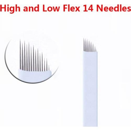 Free Brazil 50pcs 100pcs 500pcs Korean Handmade Fog Eyebrow Needle Film Fog Velvet Eyebrow Needle High and Low Flex 14 Needles
