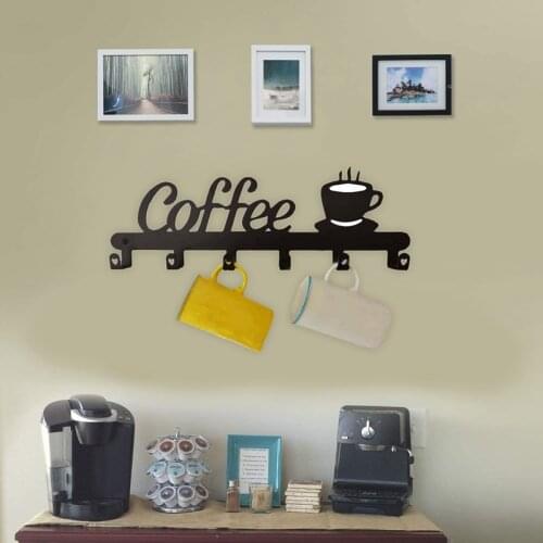 Coffee Mug Holder Wall Mounted Coffee Bar Decor Sign Coffee Cup Rack Holds Coffee Sign Mug Hanger Coffee Mug Rack