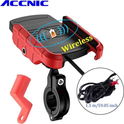 ACCNIC Motorcycle Phone Holder Wireless Charger for iPhone 8 Plus XR XS MAX for Samsung Galaxy S7 Edge S8 S9 S10 S10 Note 8 9