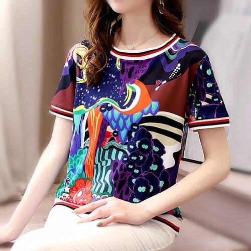 22 hot-selling T-shirts for women Blousa beautiful retro floral print short-sleeved casual cute ladies summer T-shirt tops NS114
