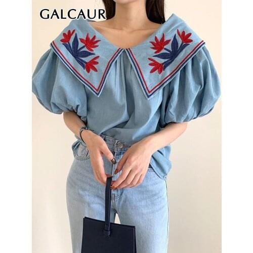 Голубые блузки GALCAUR China At AliExpress