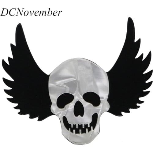 Hallowmas skull Brooch Vintage Skeleton Brooches For Women Men Halloween Skull Wings Handmade Brooch Pin