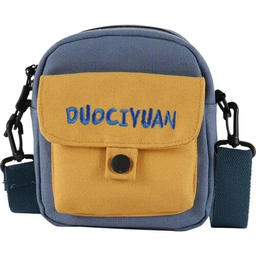 Womens Canvas All-match Messenger Bags Mini Cute Color Shoulder Bags Fashion Handbags Crossbody Bag Purses For Girls Children