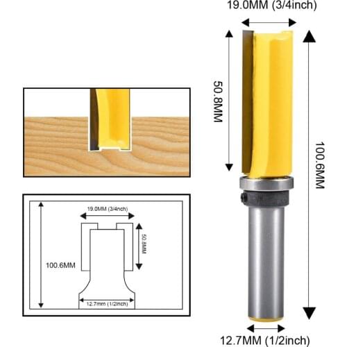 1Pcs 1/2" Shank 3/4" Blade Diameter Flush Trim Router Bit 50.8mm Length Milling Cutter Straight Carbide Router Bit For Wood
