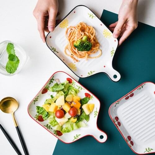 Creative Household Ceramic Plate Cheese Baked Rice Plate Personality Strawberry Baking Plate Vegetable Plate Fruit Plate