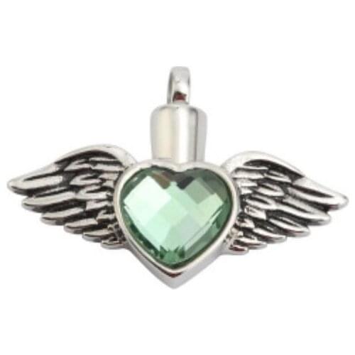 LOOKER Angel Wing Heart Pendant Memorial Urn Necklace for Animal/Pet Ashes - Stainless Steel Funeral Keepsake Cremation Jewlery