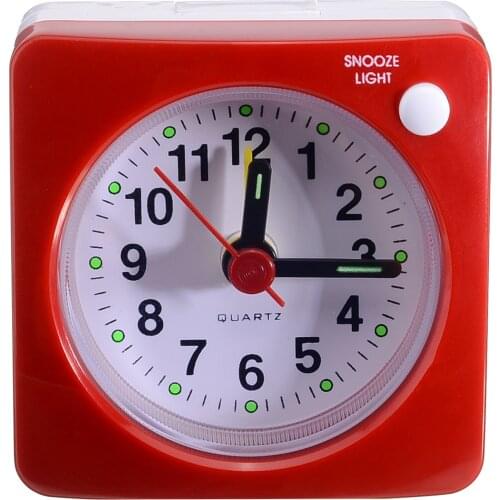 Mini Square Bedside Silent Sweep Alarm Clock Student Silent Snooze Alarm Clock Non Ticking Noise With LED Snooze Light Decor