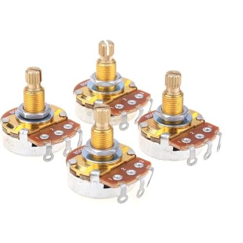 Musiclily Pro Brass Shaft Full Metric Sized Control Pots B500K Linear Taper Potentiometers for Guitar (Set of 4)