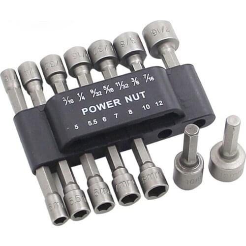 14pcs Power Nut Driver Hex Shank Drill Bit Adapter Socket Wrench Screw Tool 5mm-12mm Nut Driver Set Socket Adapter Power Tools