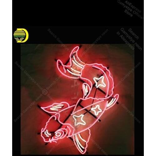 Neon Sign carp Fish Neon Bulb sign handcraft Letrero Beer Bar Restaurant WALL neon Personalized Custom Neon Sign Real Glass Neon