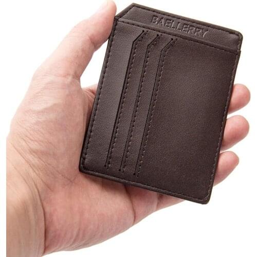 Solid PU Leather Fashion Men Card Holder No Zipper Slim Bank Credit Card ID Card Holder Casual Simple Case Bag Wallet Purse