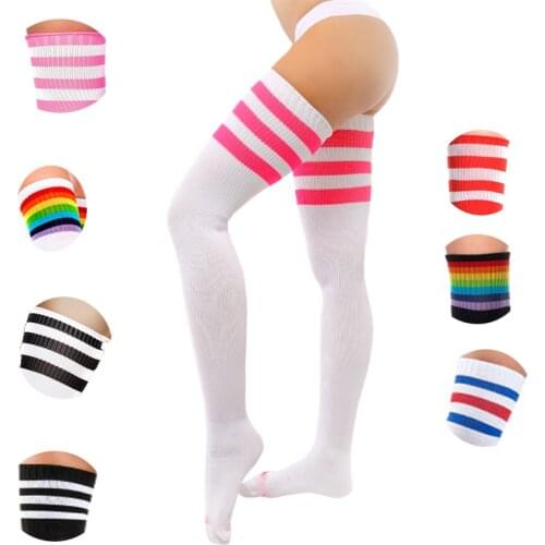 Sexy Women Socks Thigh High Socks Cotton Over Knee Socks Student Japanese Stocking Long Socks Harajuku Hiphop Stripe SW117