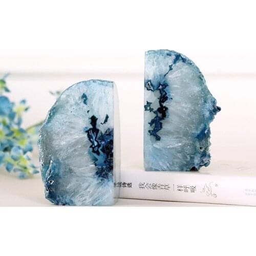 Simple modern natural blue agate cutting book file book by medium model house study decoration decoration