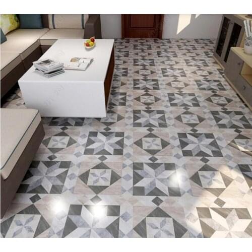 PVC Stone texture brick minimalist geometry non-slip waterproof self-adhesive 3D floor sticker tiles bathroom 3D wallpaper