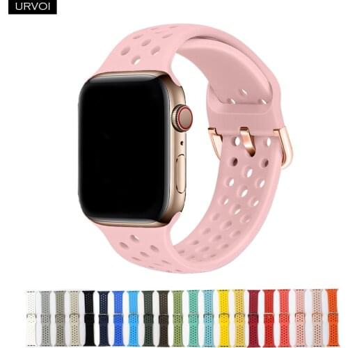 URVOI Strap for apple watch 6 SE 5 4 3 2 sport band for iwatch 40 44mm rubber band Metal pin buckle soft durable replacement