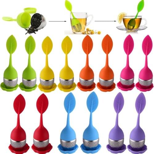 14pcs Tea Infuser Strainer Silicone Tea Bag Sieve Leaf Filter Diffuser Teaware Brewing Puer Tea Herb Making Tea Tool Accessories