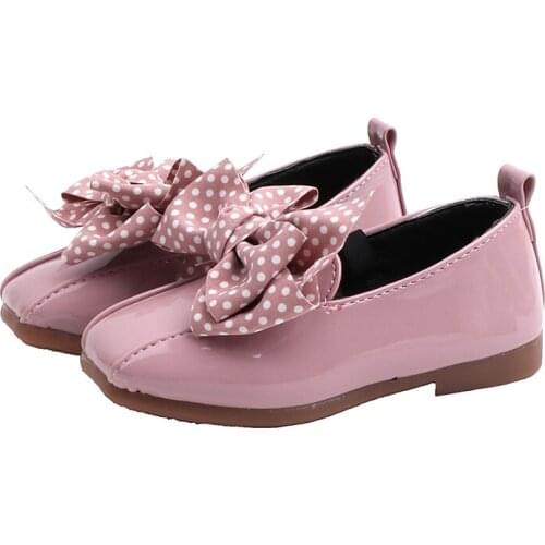 Skoex Kids Flat Shoes Girls Fashion Princess Shoes 2020 New Solid Bow Ballerina Slip-on Children Girl Wedding Party Dress Shoe