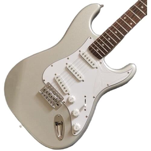 Stract Electric Guitar Silver Powder Color Basswood Body White Board High Quality Free Shipping