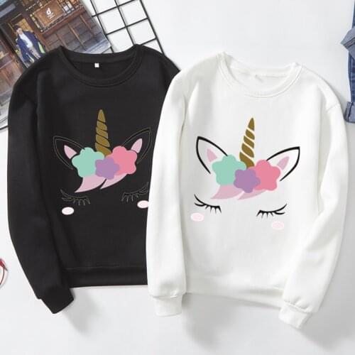 Women O Collar Plus Velvet Printed All-match Sweatshirts Womens Kawaii Leisure Simple Harajuku Pullovers