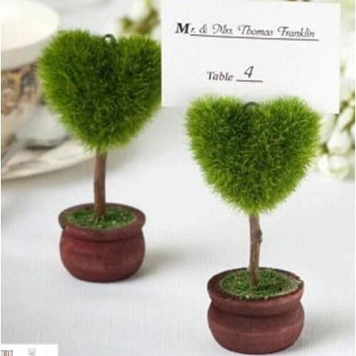 20pcsWedding Favor Heart Shaped Topiary Tree Photo and Place Card Holder Wedding Table Decoration