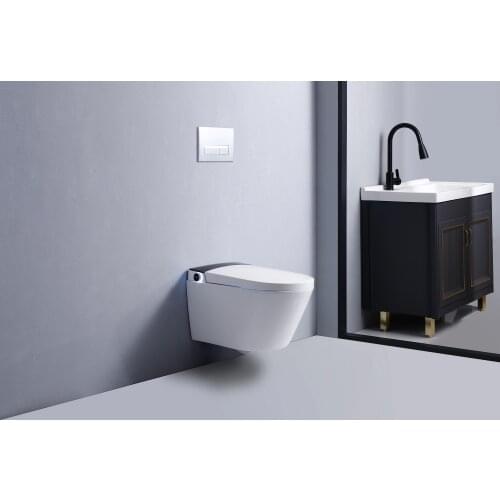 AQJ One-Piece Intelligent Toilet Smart Wallhung Toilet WC Elongated Remote Controlled Toilet Integrated Automatic