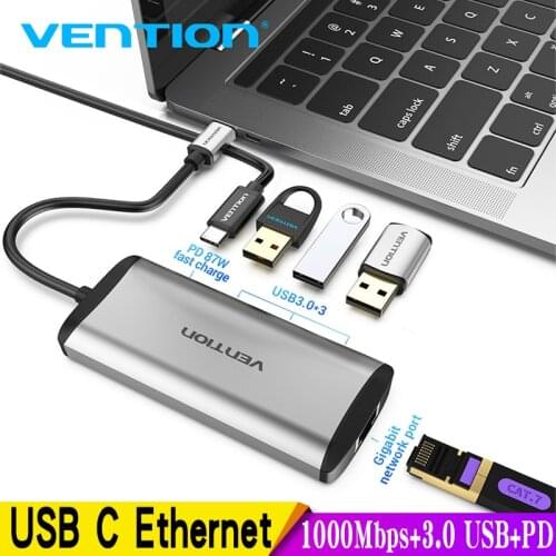 Vention USB C Ethernet USB-C to RJ45 Lan Adapter Hub for MacBook Pro Samsung Galaxy S20/Note 10 Type C Network Card USB Ethernet