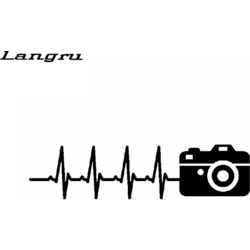 Langru 15.8CM*3.9CM Photography Pulse Heartbeat Sticker Camera Vinyl Car Sticker Accessories Jdm