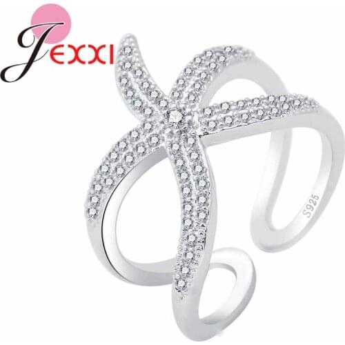 Top Quality 925 Silver Geometry Shape Clear Crystal Cubic Zirconia Stone Ring for Fashion Girl Party Ceremony Accessories