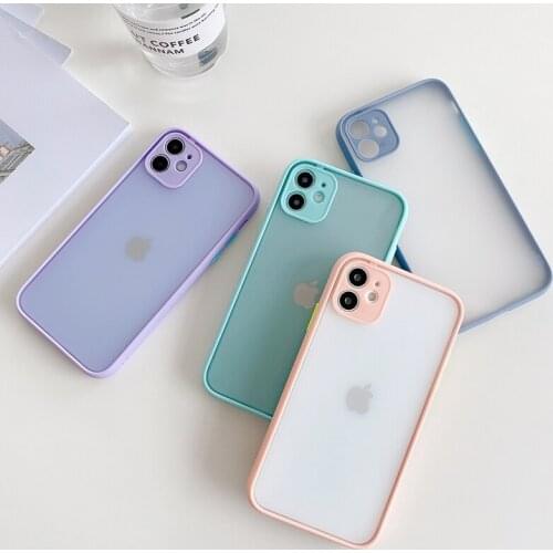 50pcs 2 In 1 Candy Colorful Matte Frosted Hard Cover Silicone Armor Case For iPhone 12 Mini 11 Pro Max XS XR X 8 7 6 6S Plus SE