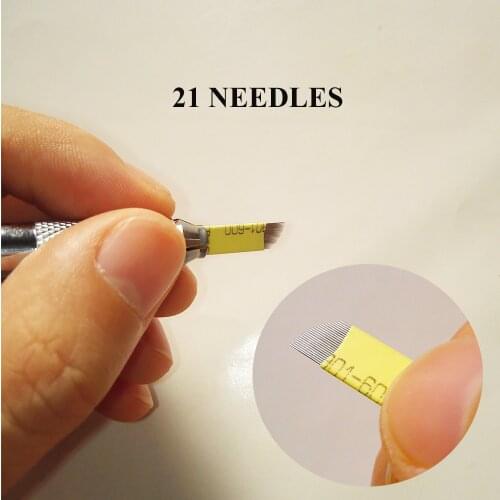 10pcs Microblading Permanent Makeup Eyebrow Tattoo 21 Needle 3D Eyebrow Embroidery 21 Line Needles